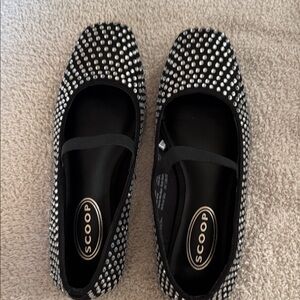 Scoop Black Crystal-Embellished Ballet Flats